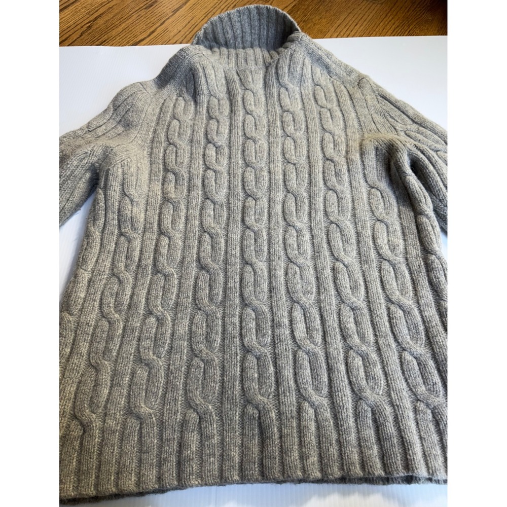Banana Republic Gray Cable Knit Turtleneck Sweater 100% Lambswool Womens XL